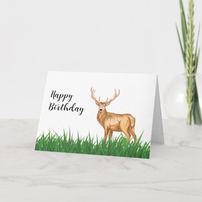 Elegance Buck Deer Personalised Birthday Card (Front)