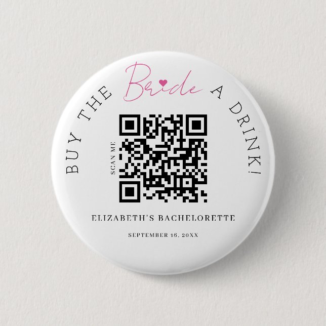 Elegance Buy The Bride A Drink QR Code Button (Front)