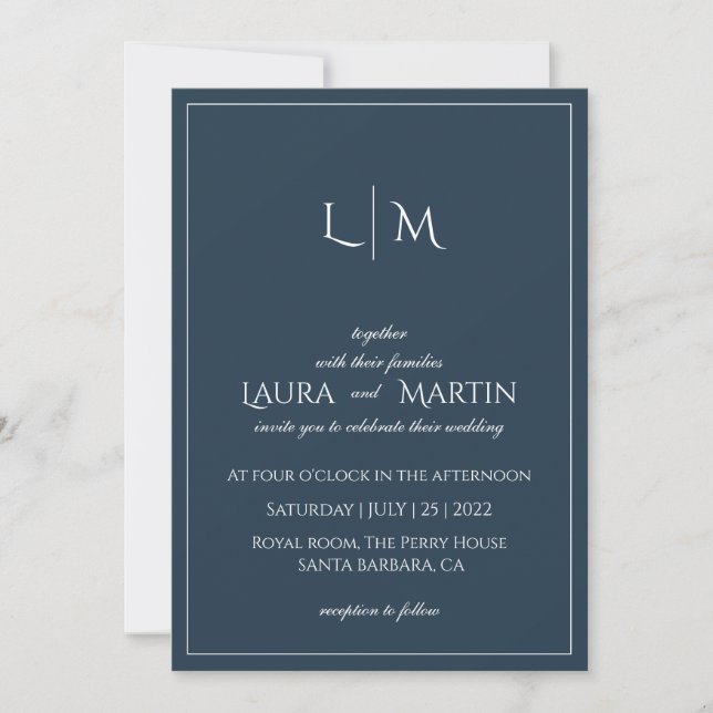  Elegance Classic text based and monogram Invitati Invitation (Front)