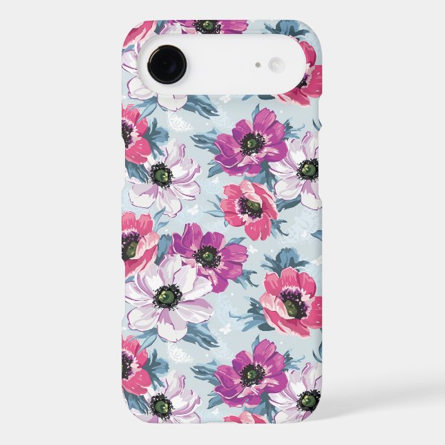 Elegance colour flowers pattern on blue Case-Mate iPhone case (Back)