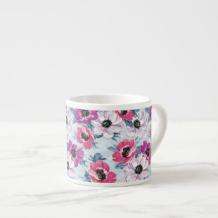 Elegance colour flowers pattern on blue espresso cup