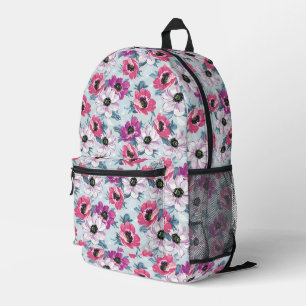 Elegance colour flowers pattern on blue printed backpack