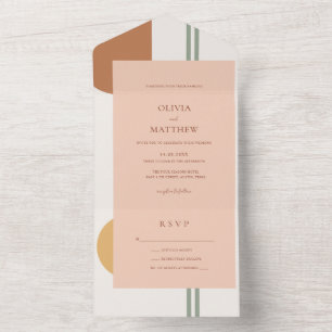 Elegance Colourful Boho Terracotta Arches Wedding All In One Invitation
