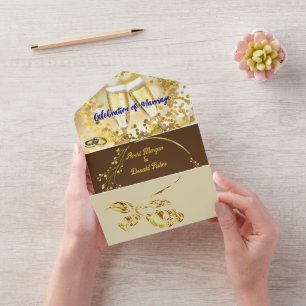 Elegance Earthy Colours Wedding  All In One Invitation