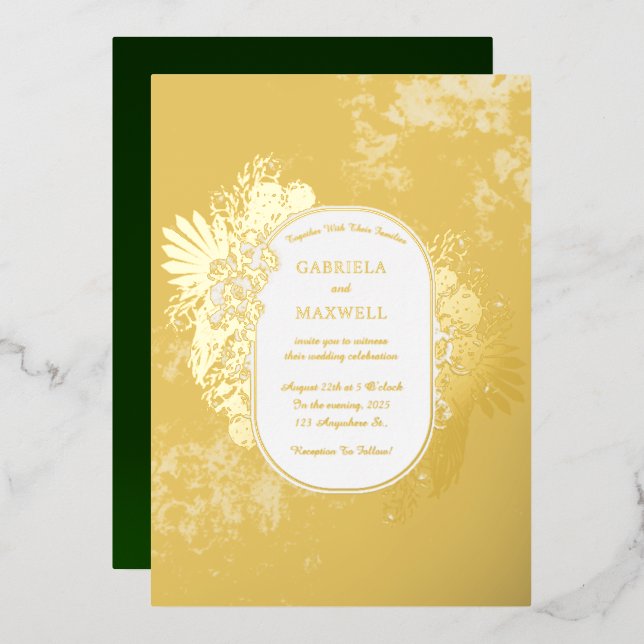 Elegance Emerald Green and Gold Wedding (Front/Back)