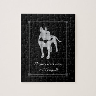 Elegance English Bull Terrier black tie pet art Jigsaw Puzzle