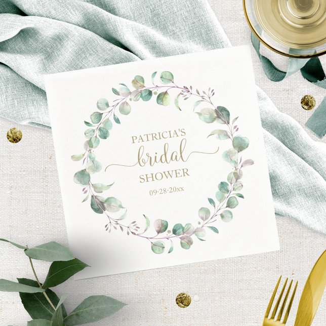 Elegance Eucalyptus Wreath Bridal Shower Napkins (Creator Uploaded)