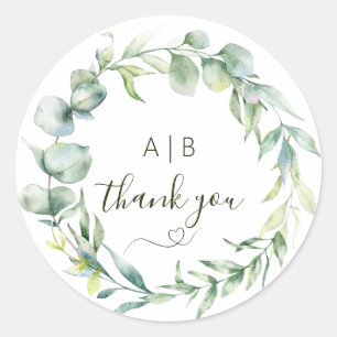 Elegance eucalyptus wreath greenery classic round sticker