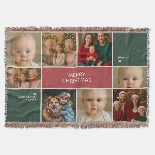elegance family 8 Photos collage merry Christmas Throw Blanket (Front)