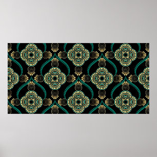 Elegance floral arabesque vintage seamless pattern poster