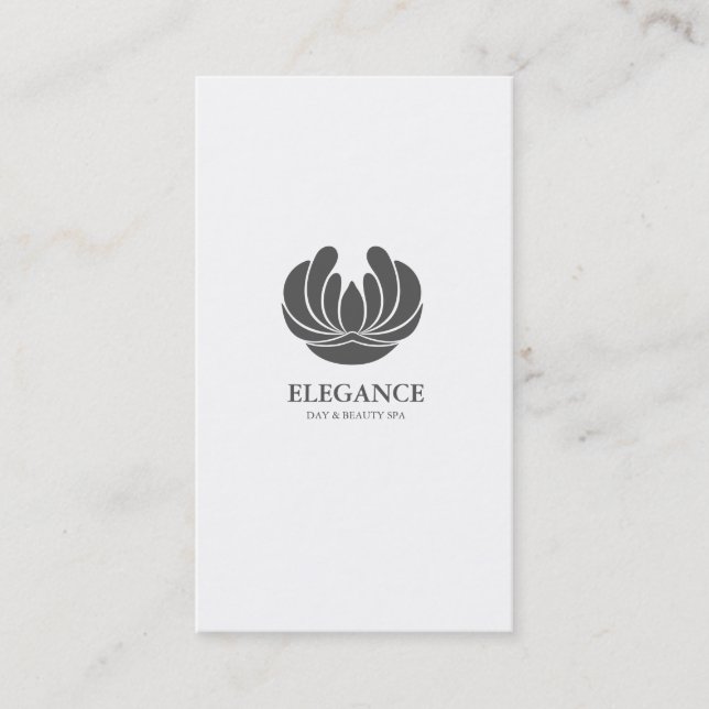 ELEGANCE FLOWER DESIGN SPA WELLNESS GREY WHITE BUSINESS CARD (Front)