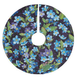 Elegance Forget-Me-Not Floral Pattern Brushed Polyester Tree Skirt