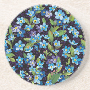 Elegance Forget-Me-Not Floral Pattern Coaster