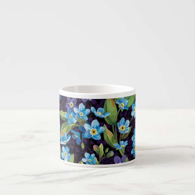 Elegance Forget-Me-Not Floral Pattern Espresso Cup (Front)