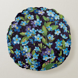 Elegance Forget-Me-Not Floral Pattern Round Cushion