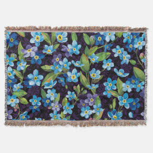 Elegance Forget-Me-Not Floral Pattern Throw Blanket