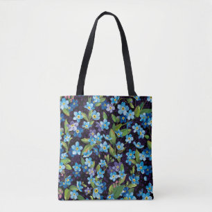 Elegance Forget-Me-Not Floral Pattern Tote Bag