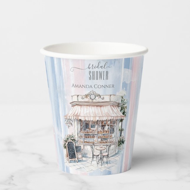 Elegance French Cafe Bridal Shower Paper Cups (Front)