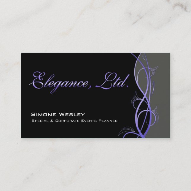 Elegance Gala Events Planner Coordinator Business Card (Front)