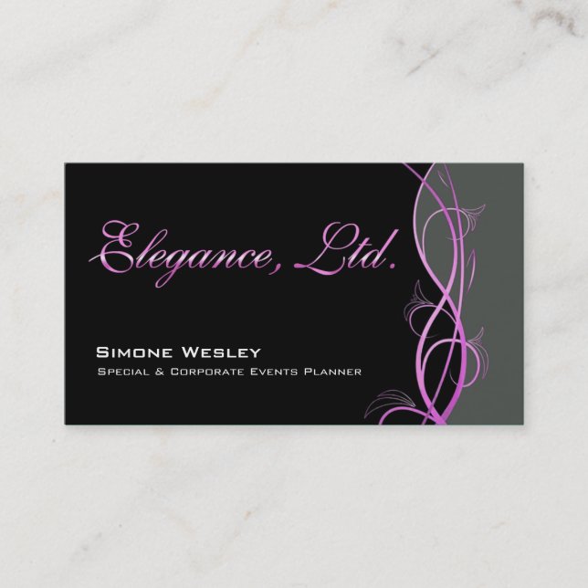 Elegance Gala Events Planner Coordinator Business Card (Front)