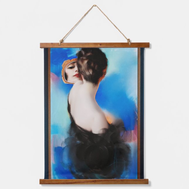 Elegance In Black by Rolf Armstrong Hanging Tapestry (Front)