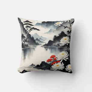 Elegance in Bloom: Floral and Landscape Harmony Cushion