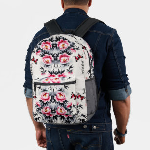 Elegance in Bloom: Floral and Landscape Harmony Printed Backpack