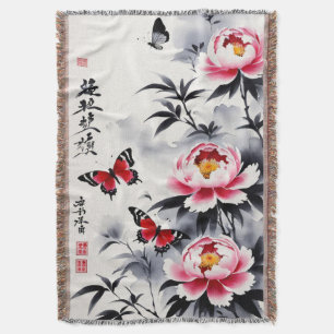 Elegance in Bloom: Floral and Landscape Harmony Throw Blanket
