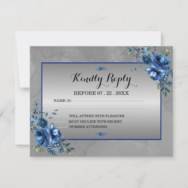 Elegance in Bloom: RSVP with Silver Response Card (Front)