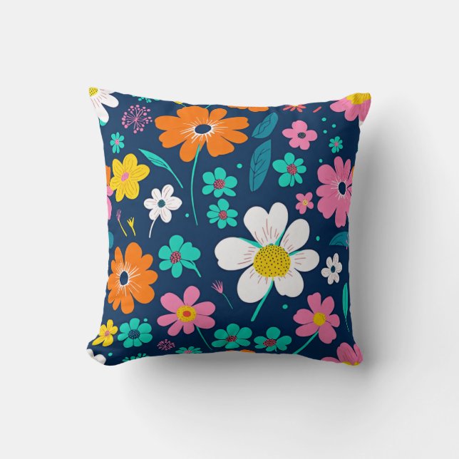 Elegance in Bloom - Vibrant Floral Cushion (Front)