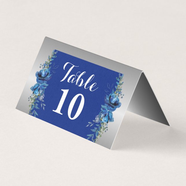 Elegance in Blue and Silver Folded Card (Front)
