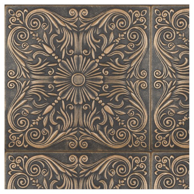 Elegance in Bronze Medallion Fabric (Close Up)