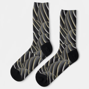 Elegance in Contrast: Black & Gold Line Design" Socks
