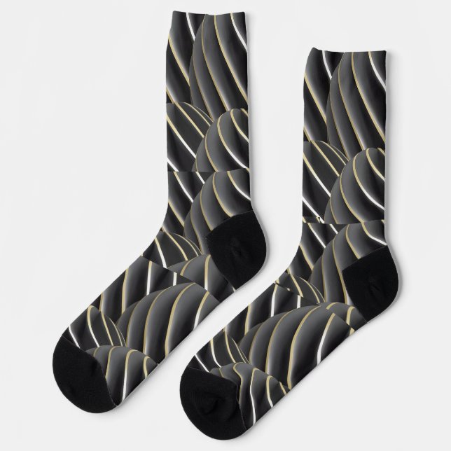 Elegance in Contrast: Black & Gold Line Design" Socks (Left)