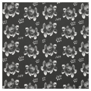 Elegance in Contrast: White Blossoms on Black Fabric