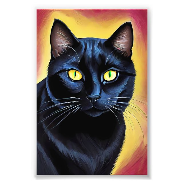 Elegance in Ebony: Black Cat Portrait Photo Print (Front)