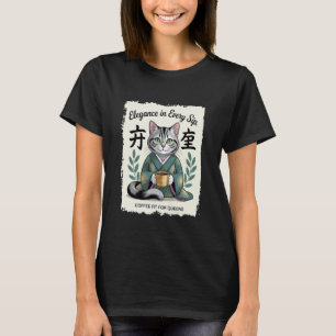 Elegance in Every Sip Cat Coffee Drinker T-Shirt
