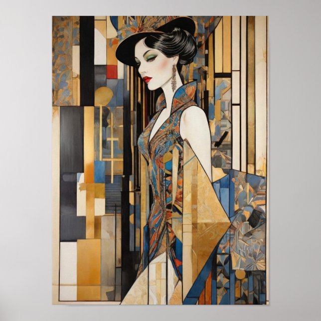 Elegance in Geometry - Abstract Woman Digital Art Poster (Front)