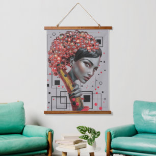 Elegance in Lines: 3D Depth of a Woman's Side Prof Hanging Tapestry