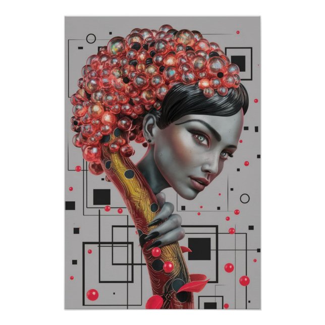 Elegance in Lines: 3D Depth of a Woman's Side Prof Poster (Front)