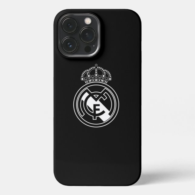 Elegance in Monochrome: Real Madrid B&W Phone Case (Back)