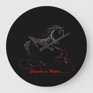 Elegance in Motion Horse Typography Large Clock
