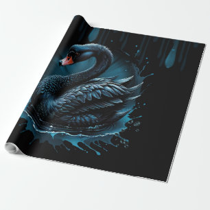 Elegance in motion, the black swan, wrapping paper