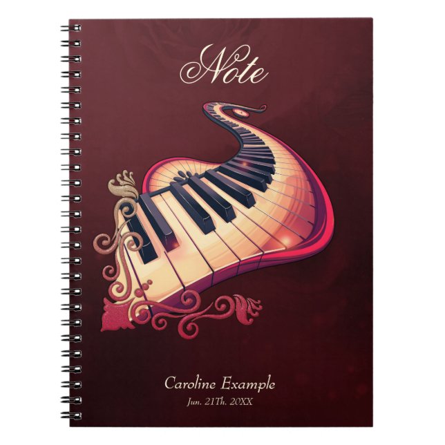 Elegance in motion, the curved piano.  notebook (Front)