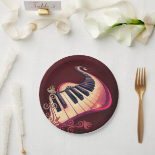 Elegance in motion, the curved piano. paper plate