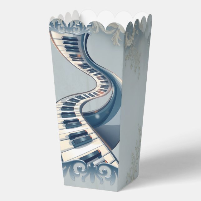 Elegance in piano keys and blossoms.  favour box (Front)