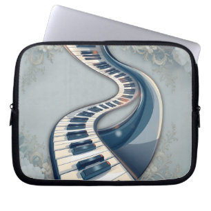 Elegance in piano keys and blossoms. laptop sleeve