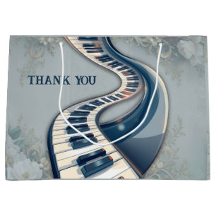 Elegance in piano keys and blossoms. large gift bag