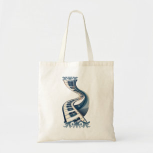 Elegance in piano keys and blossoms. tote bag