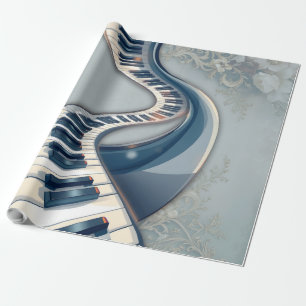 Elegance in piano keys and blossoms. wrapping paper